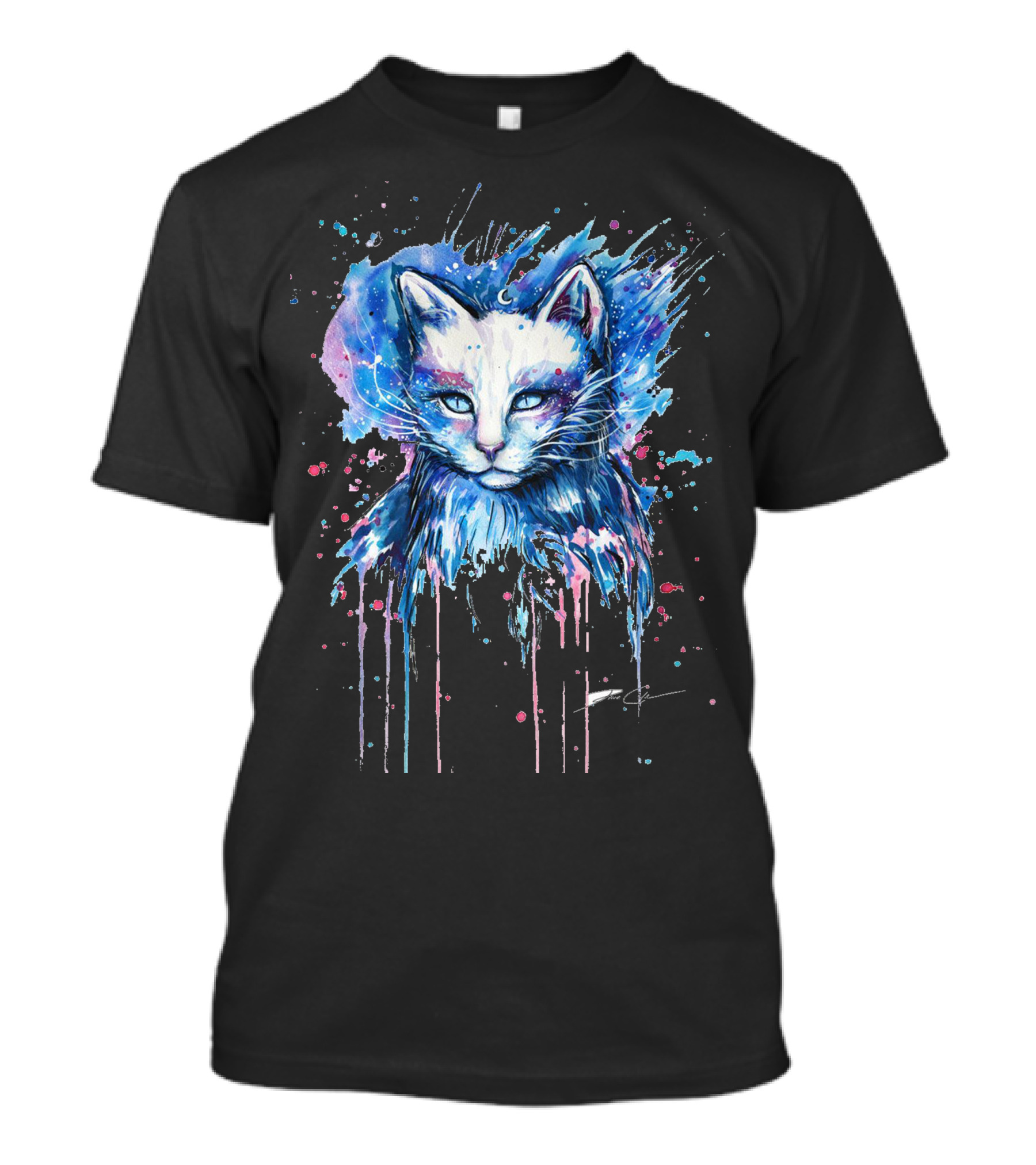 Paint Cats Watercolor Style Splash Effect Drawing Art Cat T-Shirt