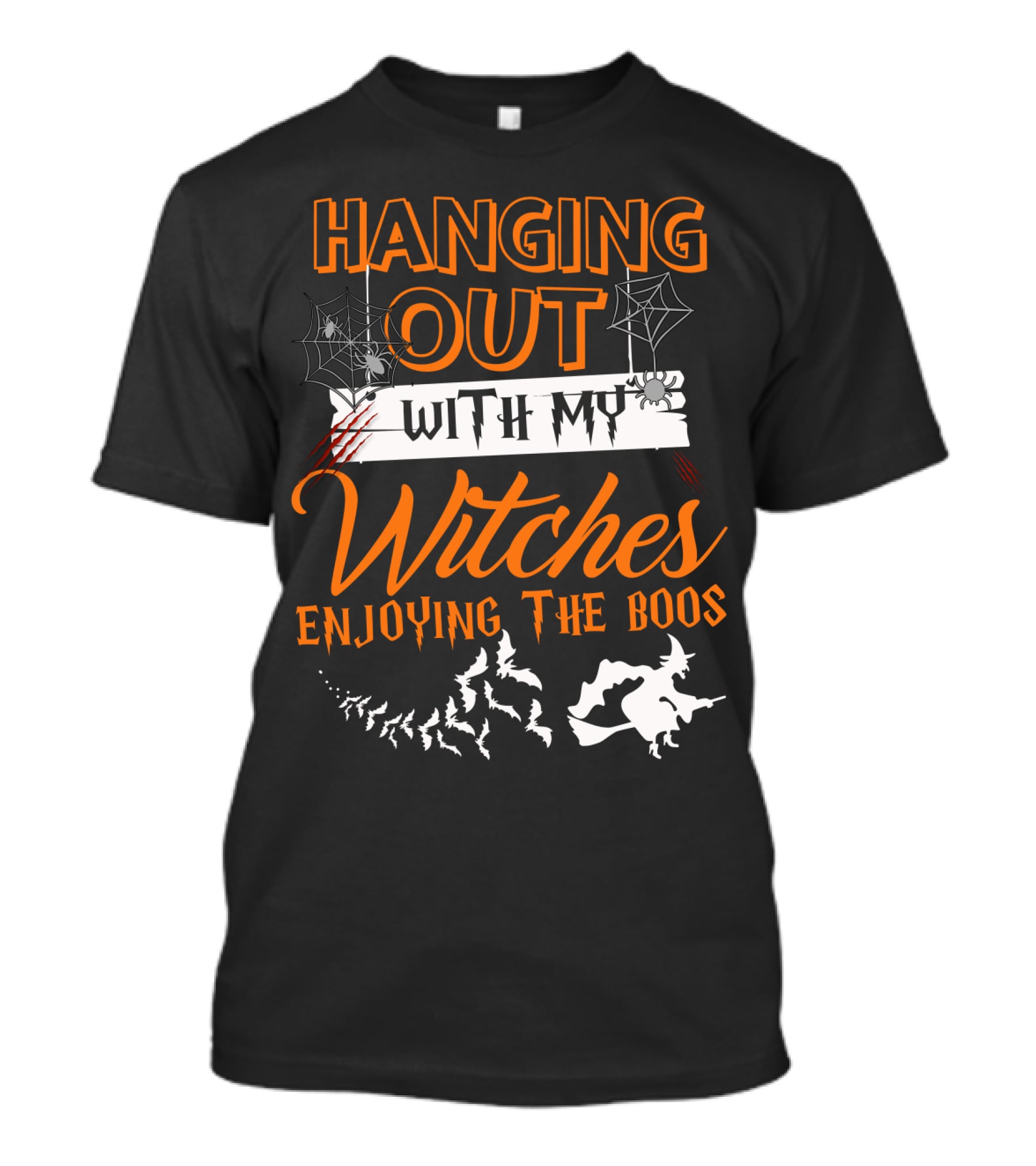 Hanging Out With My Witches Enjoying The Boos Halloween Bat And Witch T-Shirt