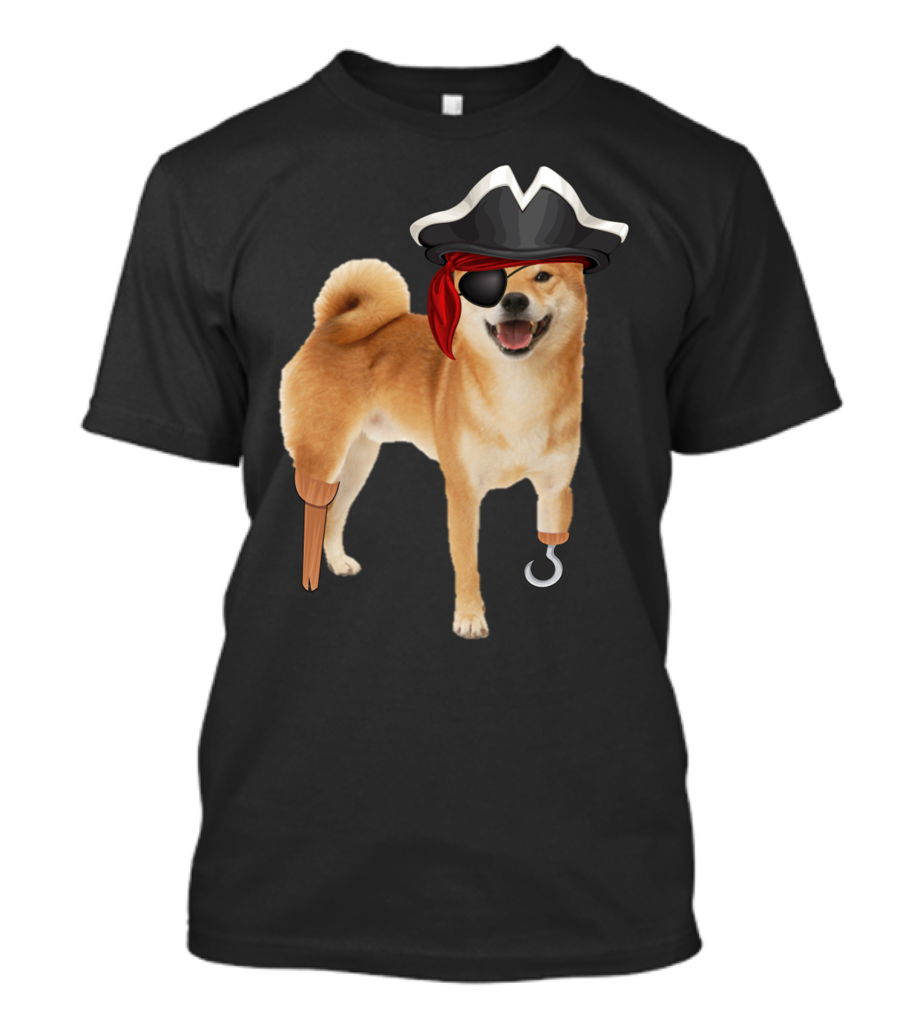 Shiba Inu Pirate With Hook And Peg Leg For Halloween Dog Lovers T-Shirt