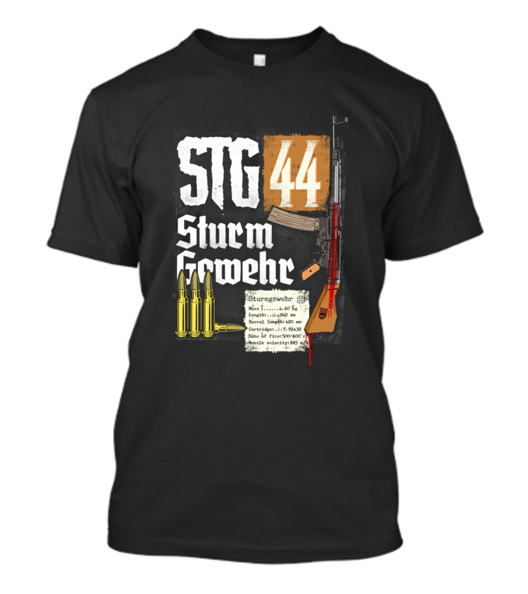 STG 44 Sturmgewehr World War II Rifle Specifications T-Shirt