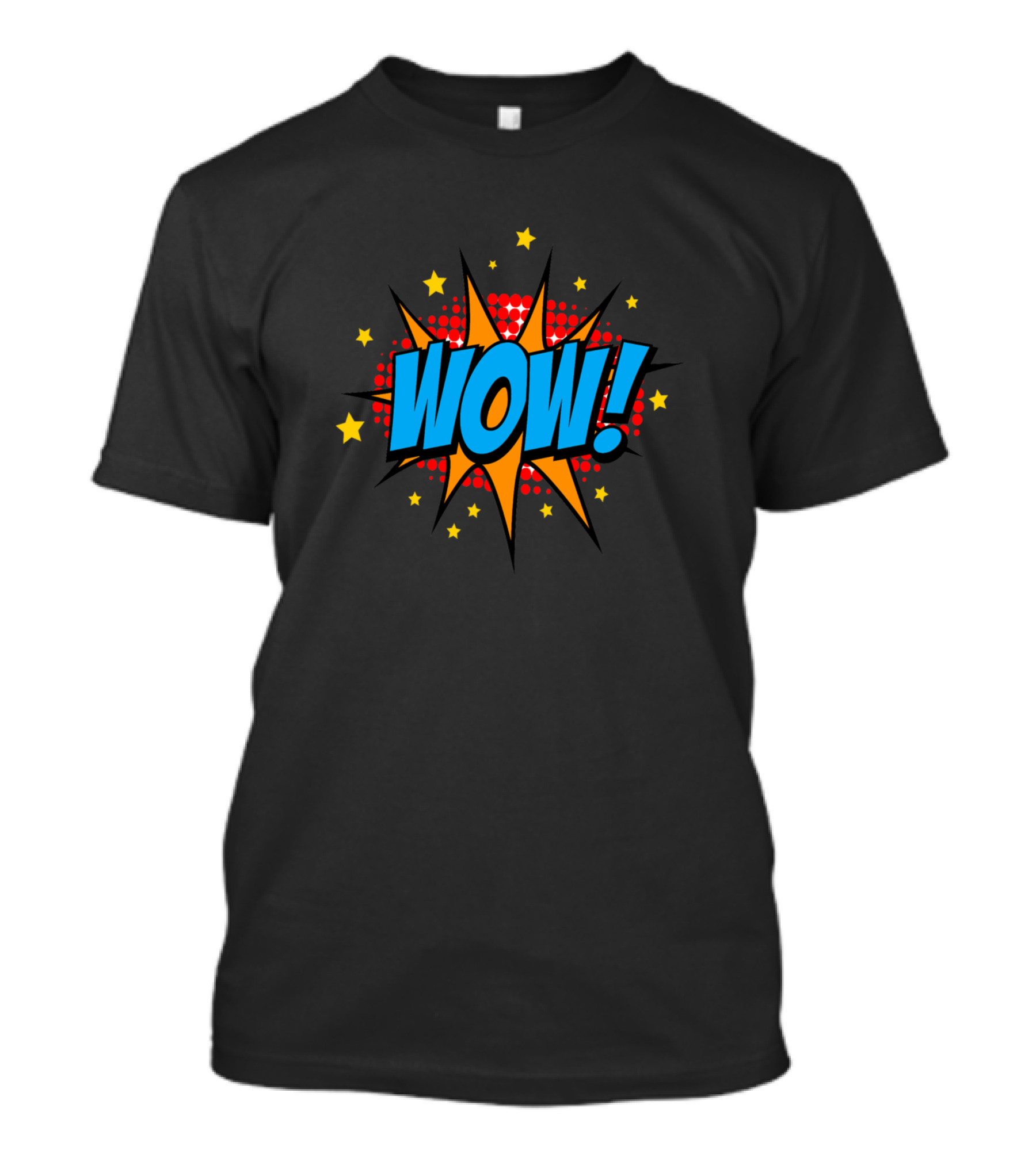 WOW Comic Book Style Burst With Stars And Dots T-Shirt