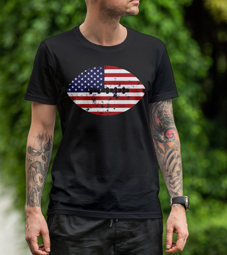 Grunge American Flag Football Ball T-Shirt