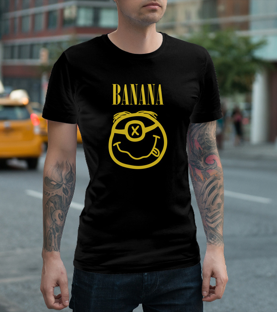 BANANA Grunge Minions Face Drawing T-Shirt