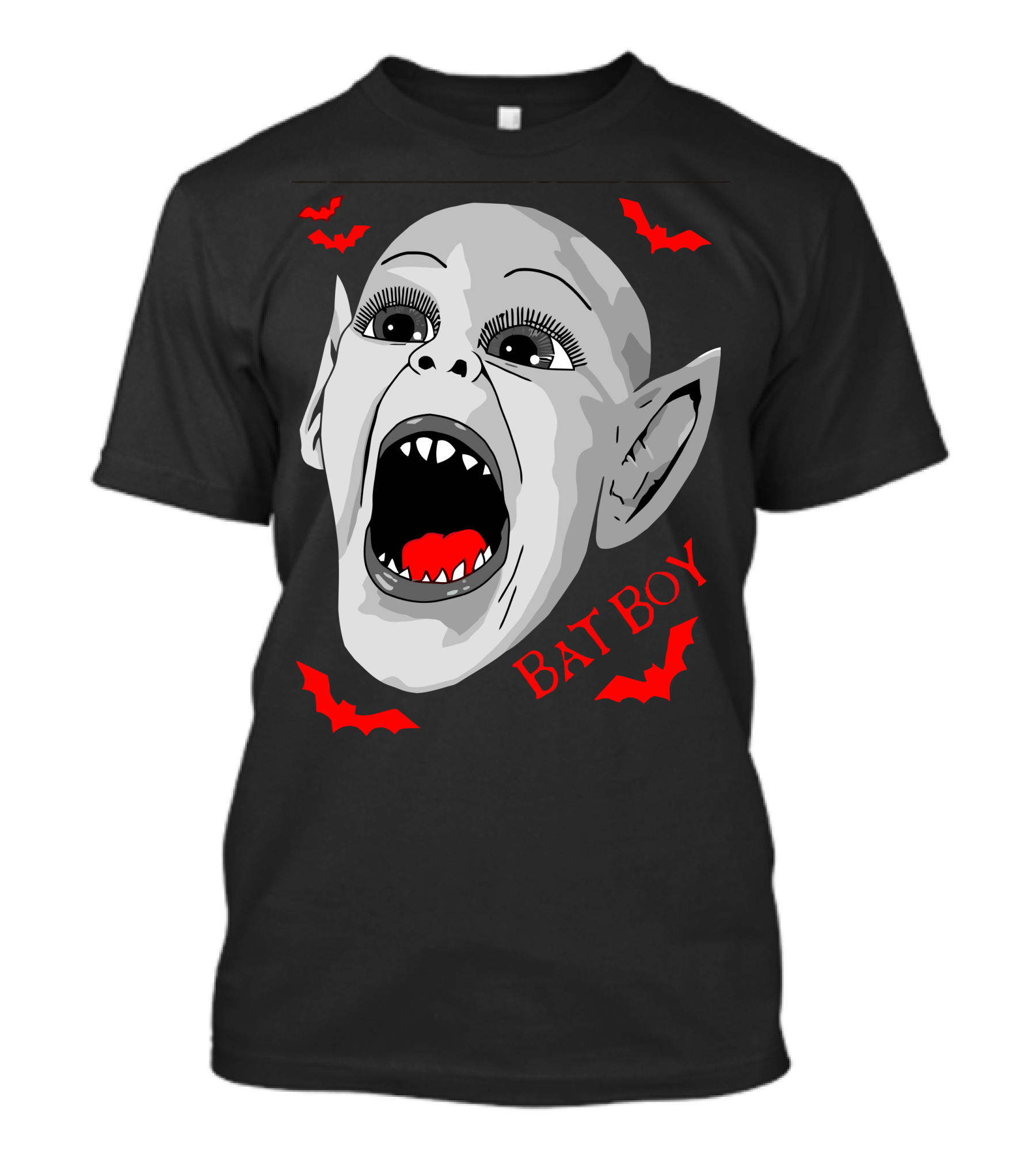 Bat Boy Screaming Vampire Kid With Red Bats T-Shirt