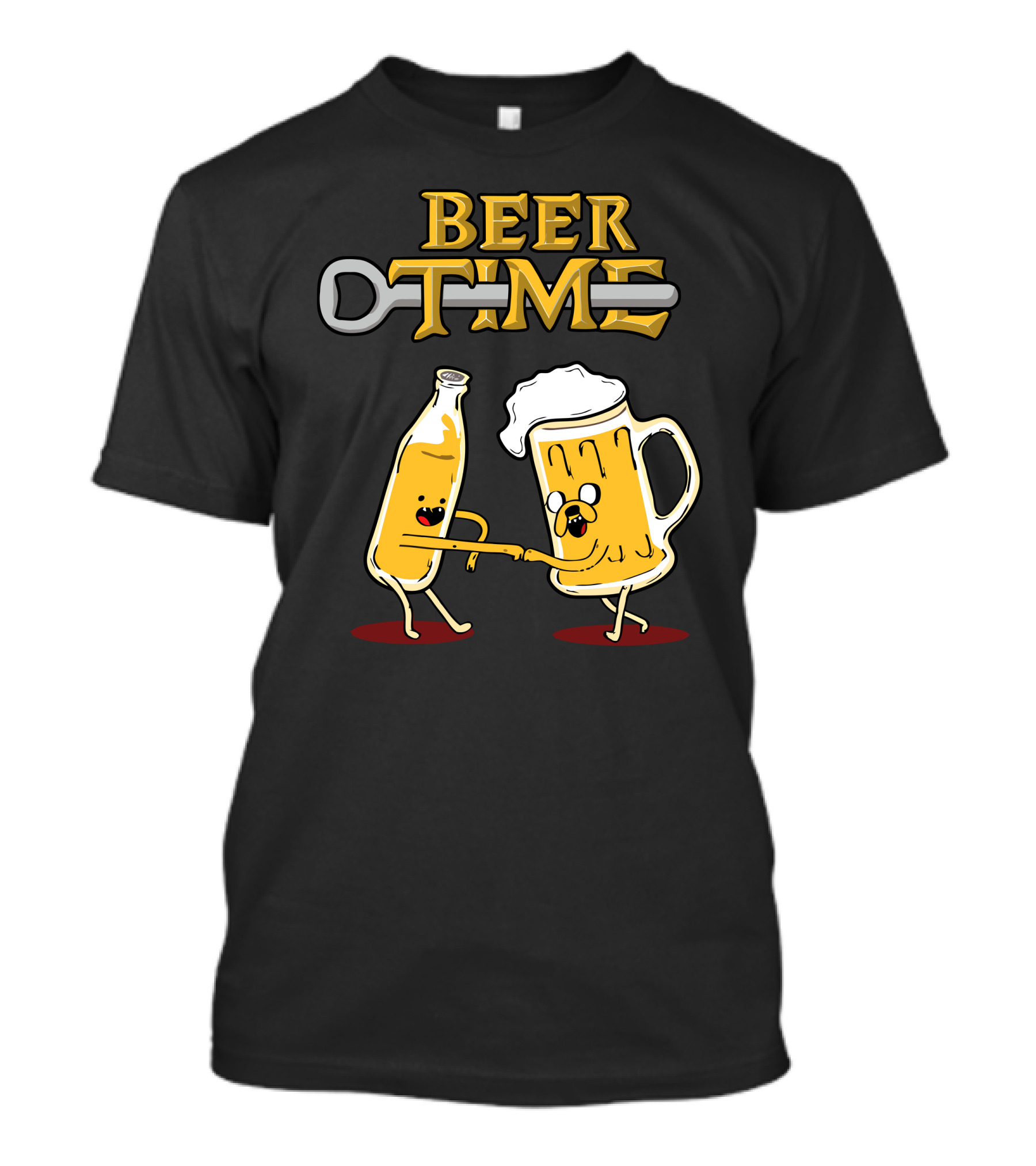 Beer Time Adventure Parody With Beer Bottle And Mug T-Shirt