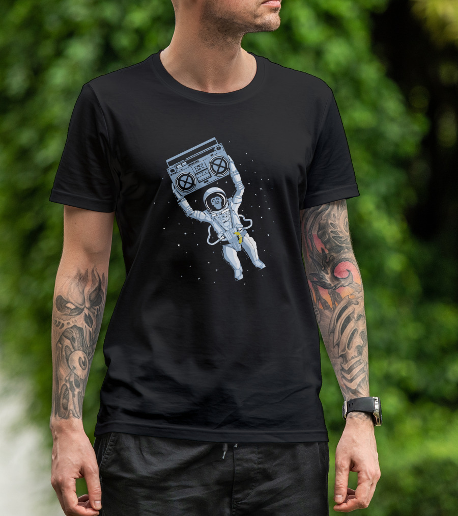 Astronaut With Boom Box Floating In Space T-Shirt