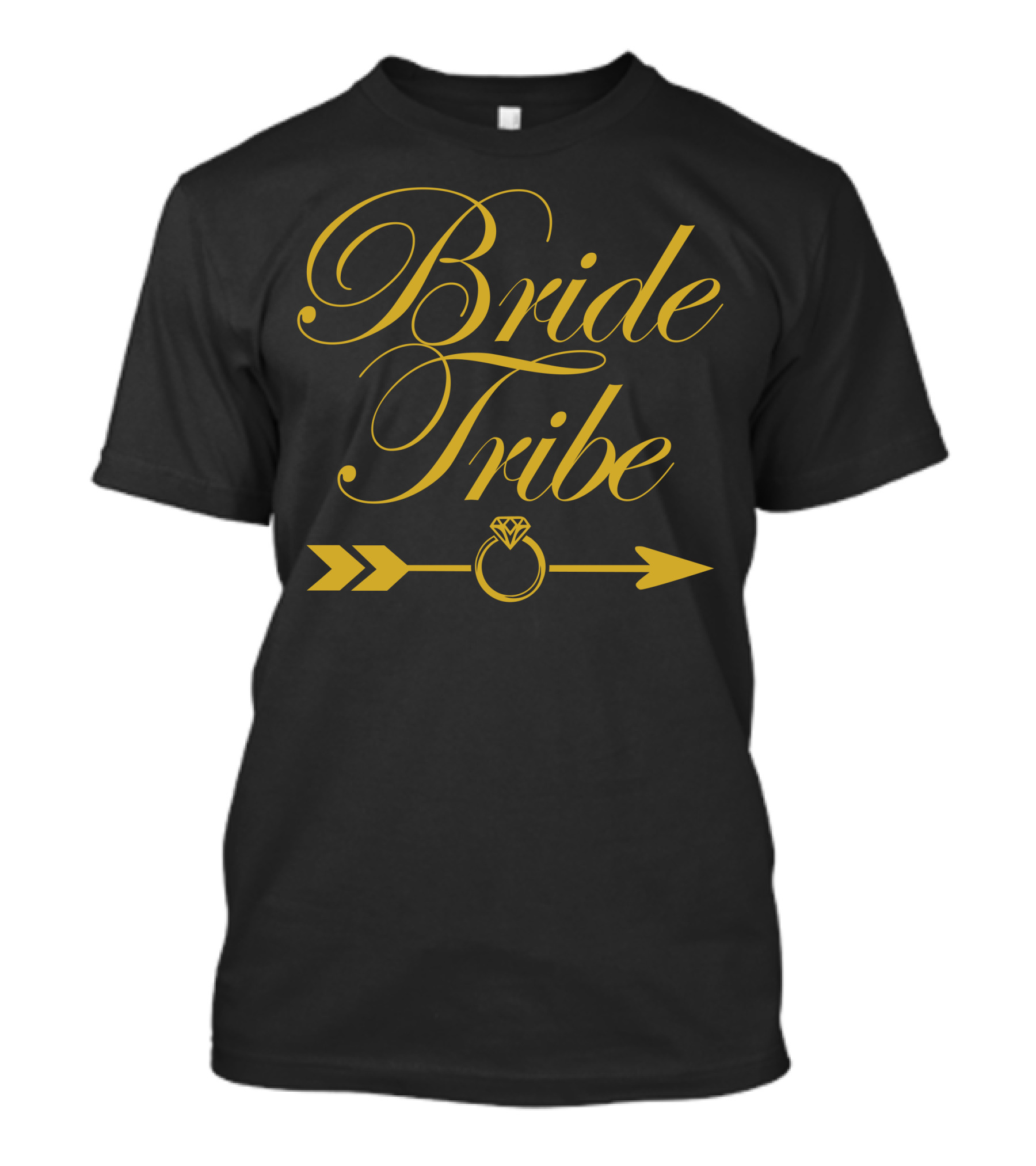 Bride Tribe Metallic Gold Arrow With Diamond Ring T-Shirt