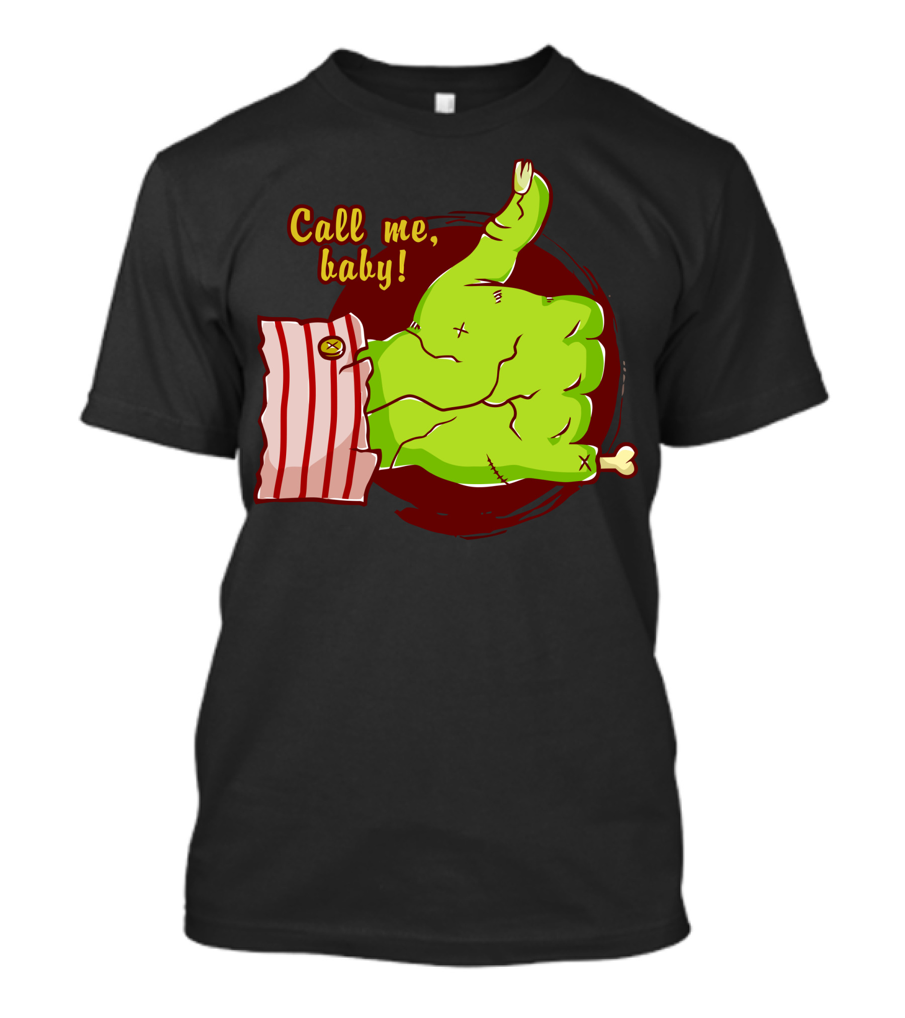 Call Me Baby Green Monster Hand With Striped Cuff T-Shirt