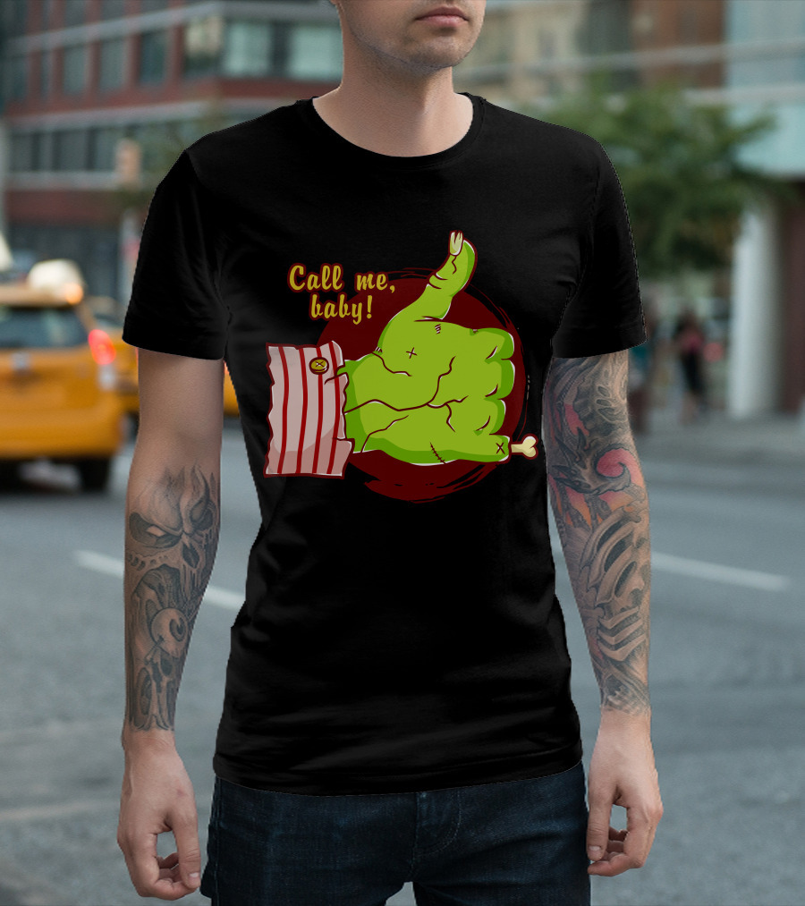 Call Me Baby Green Monster Hand with Striped Cuff T-Shirt