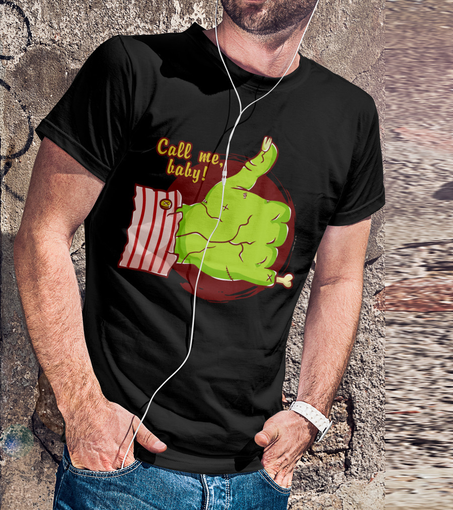 Call Me Baby Green Monster Hand With Striped Cuff T-Shirt