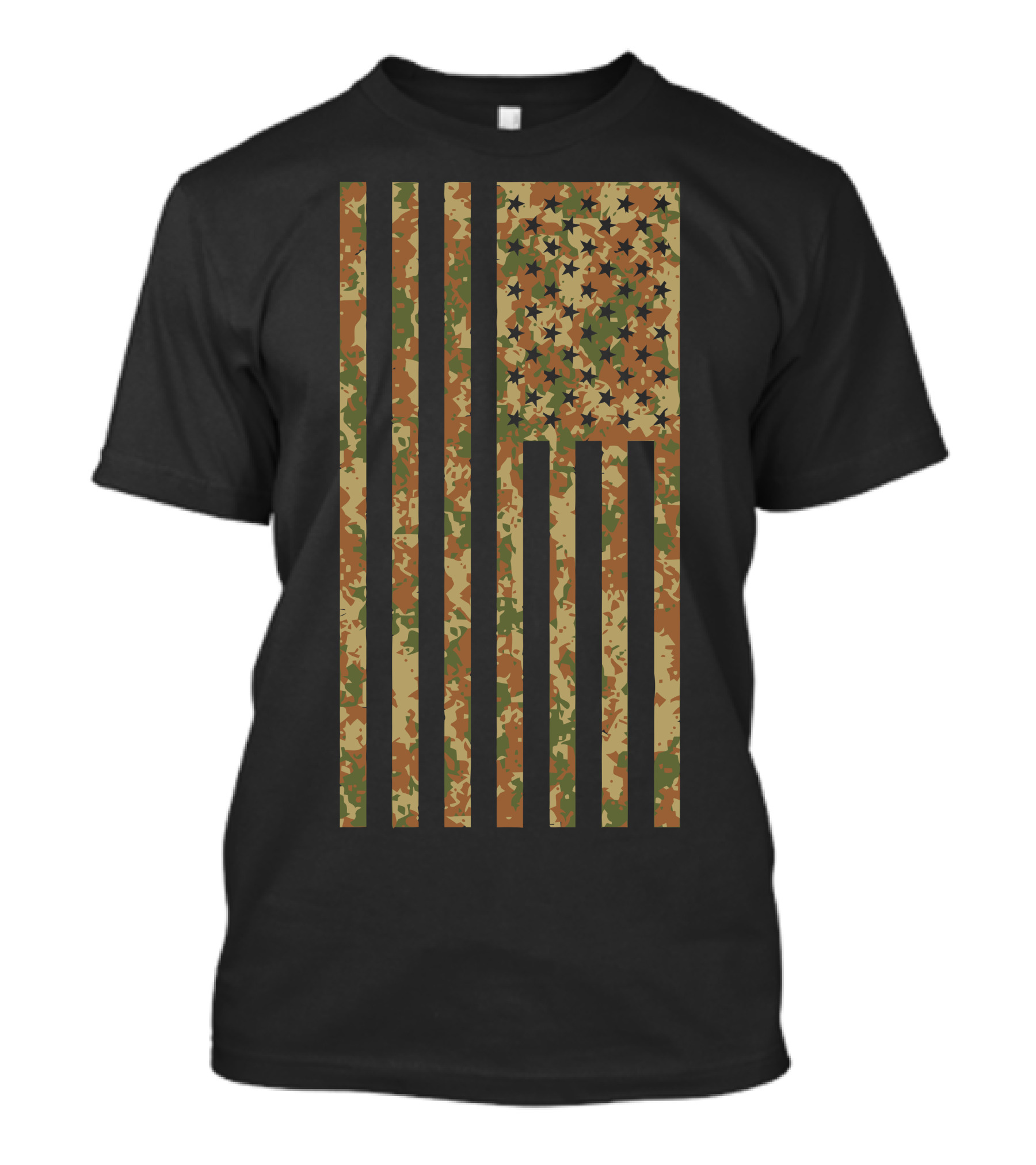 Camo US Flag Vertical Military Camouflage T-Shirt