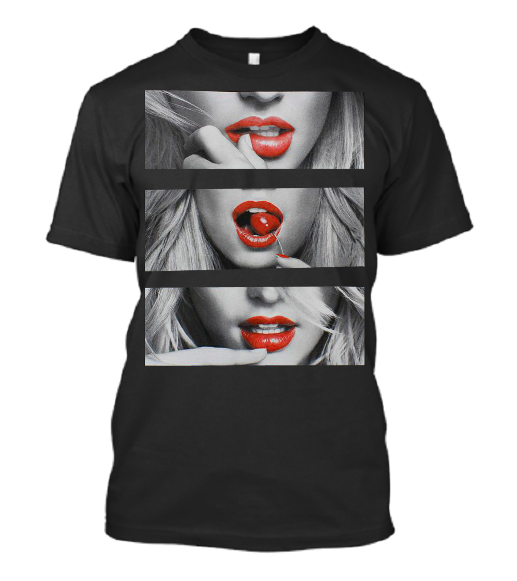 Cherry Lips Red Lollipop Close-Up Photography T-Shirt