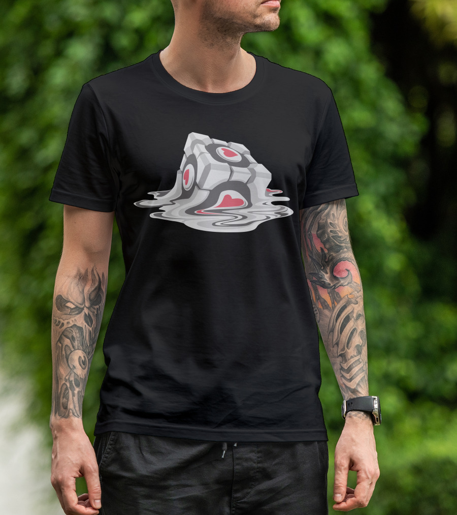 Companioncube Melting Portal Cube Heart T-Shirt