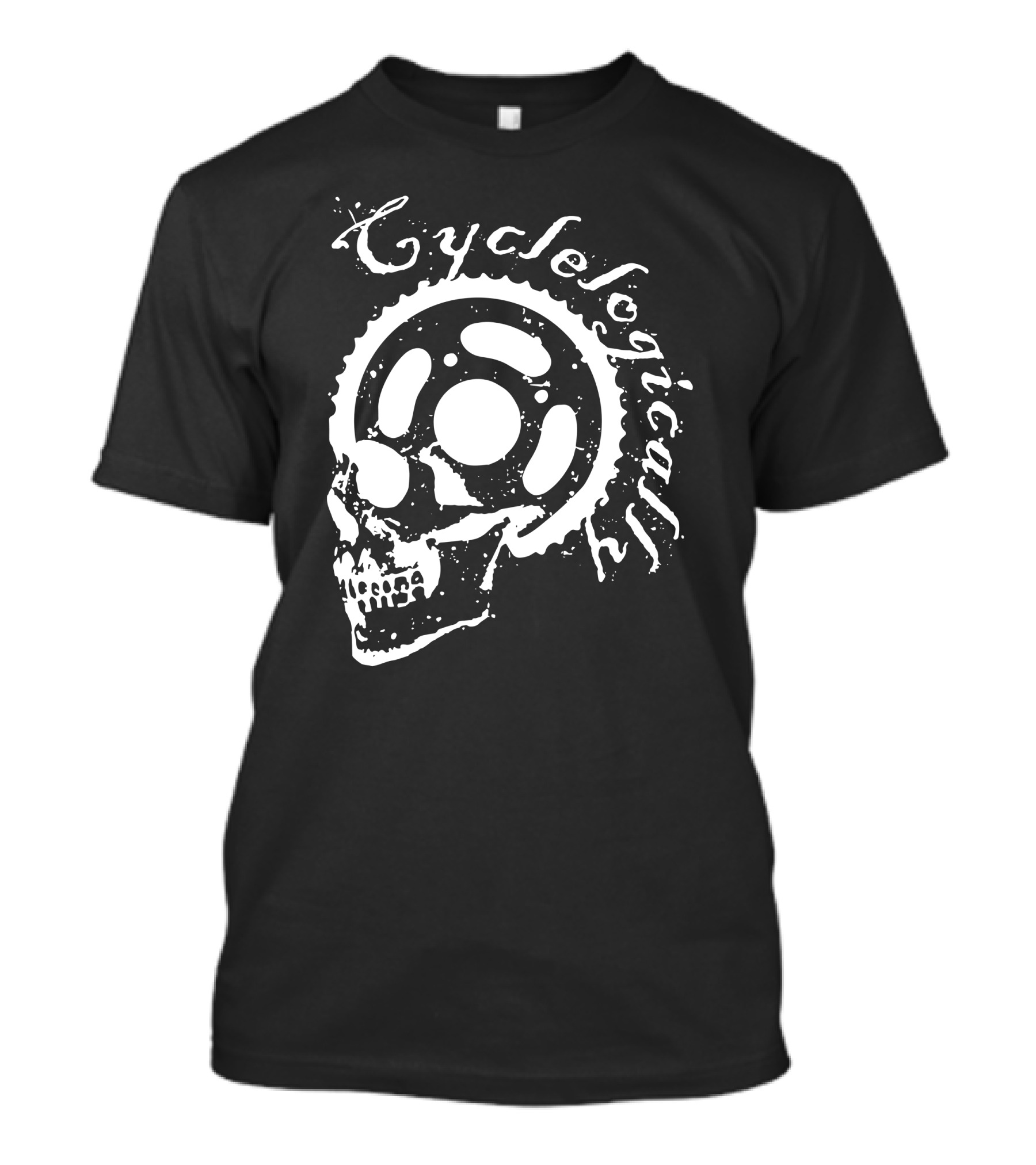Cyclelogically Skull With Bike Gear T-Shirt