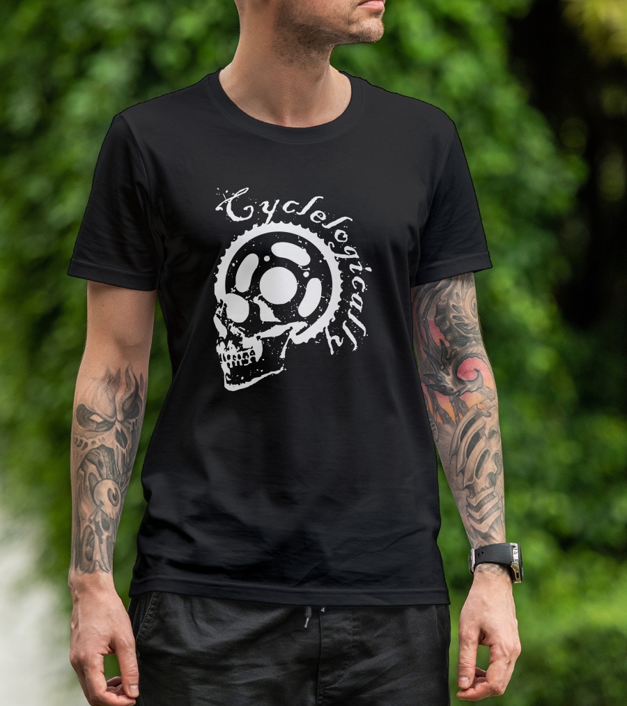 Cyclelogically Skull With Bike Gear T-Shirt