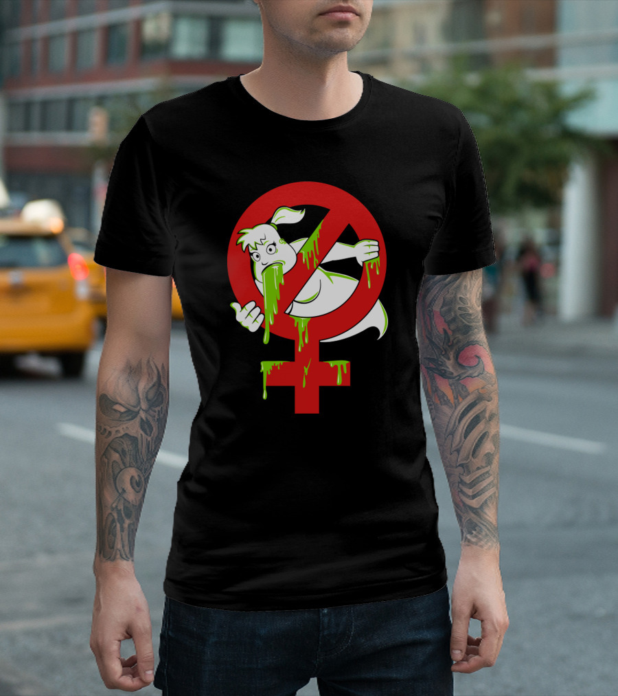 Ghostbusters Parody Green Slime Symbol with Funny Ghost Character T-Shirt