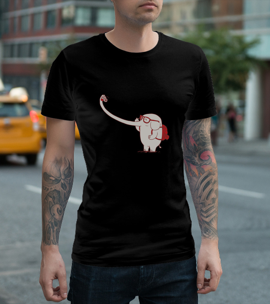 Elephant Camera Glasses Backpack Long Trunk Photo Snap T-Shirt