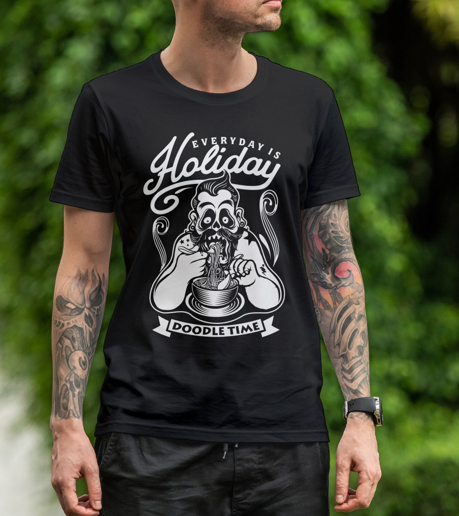 Everyday Is Holiday Doodle Time Eating Noodles T-Shirt