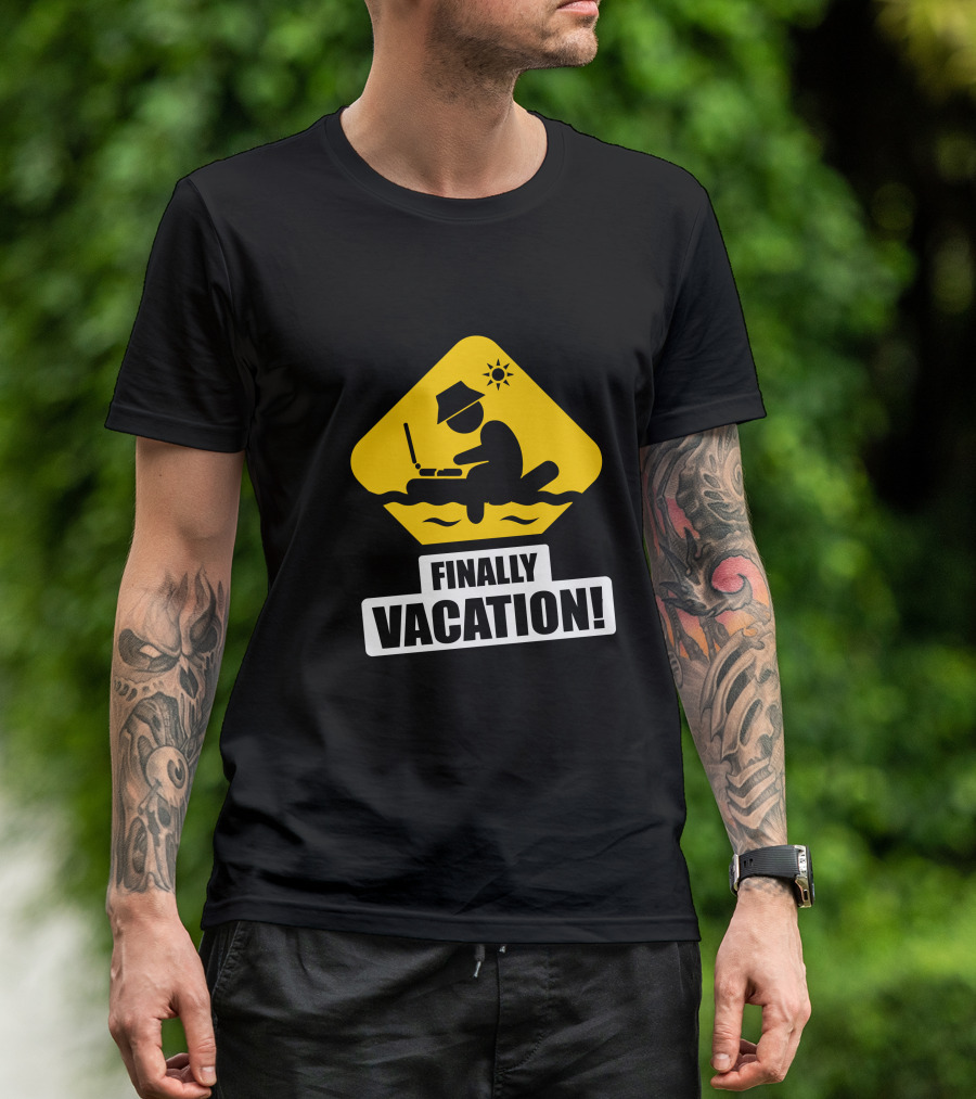 Finally Vacation Laptop Beach Sun T-Shirt