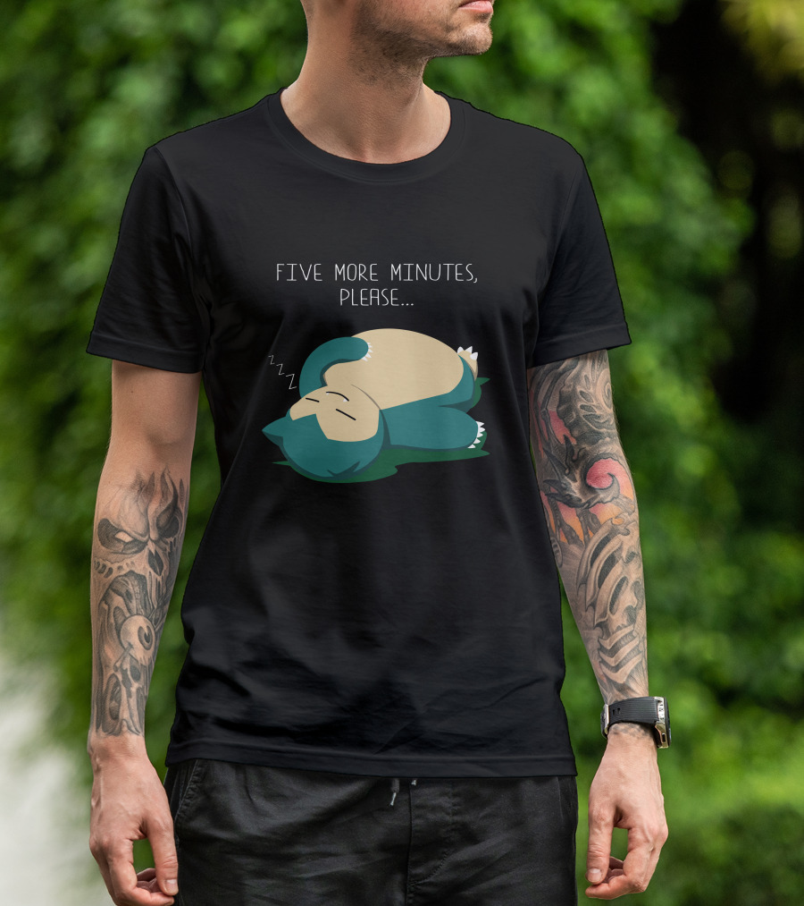 Five More Minutes Please Snorlax Sleep Pokemon T-Shirt