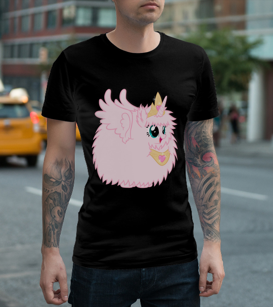Fluffle Puff Unicorn Princess With Pink Fluffy Fur And Golden Crown T-Shirt