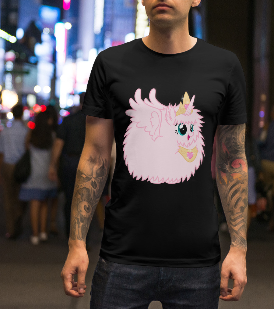 Fluffle Puff Unicorn Princess With Pink Fluffy Fur And Golden Crown T-Shirt