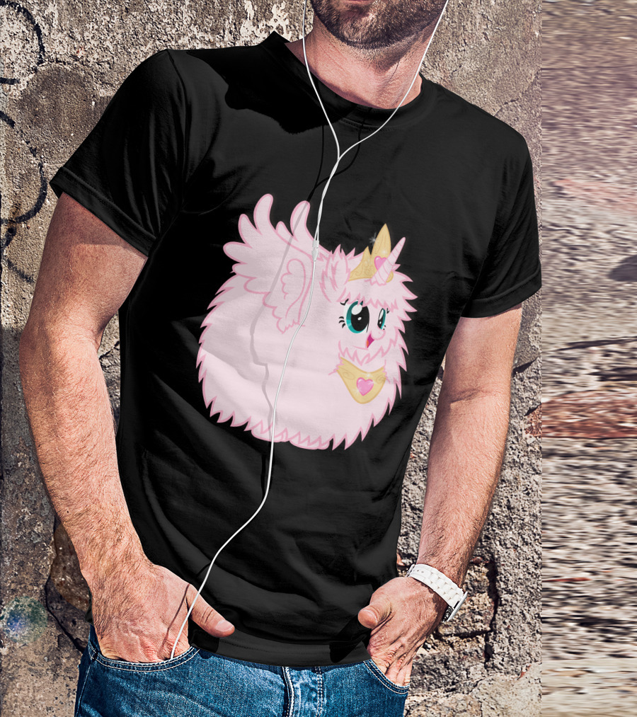 Fluffle Puff Unicorn Princess With Pink Fluffy Fur And Golden Crown T-Shirt