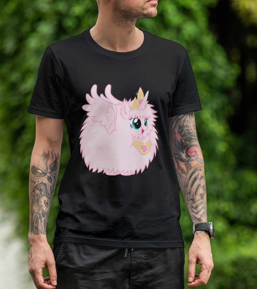 Fluffle Puff Unicorn Princess With Pink Fluffy Fur And Golden Crown T-Shirt