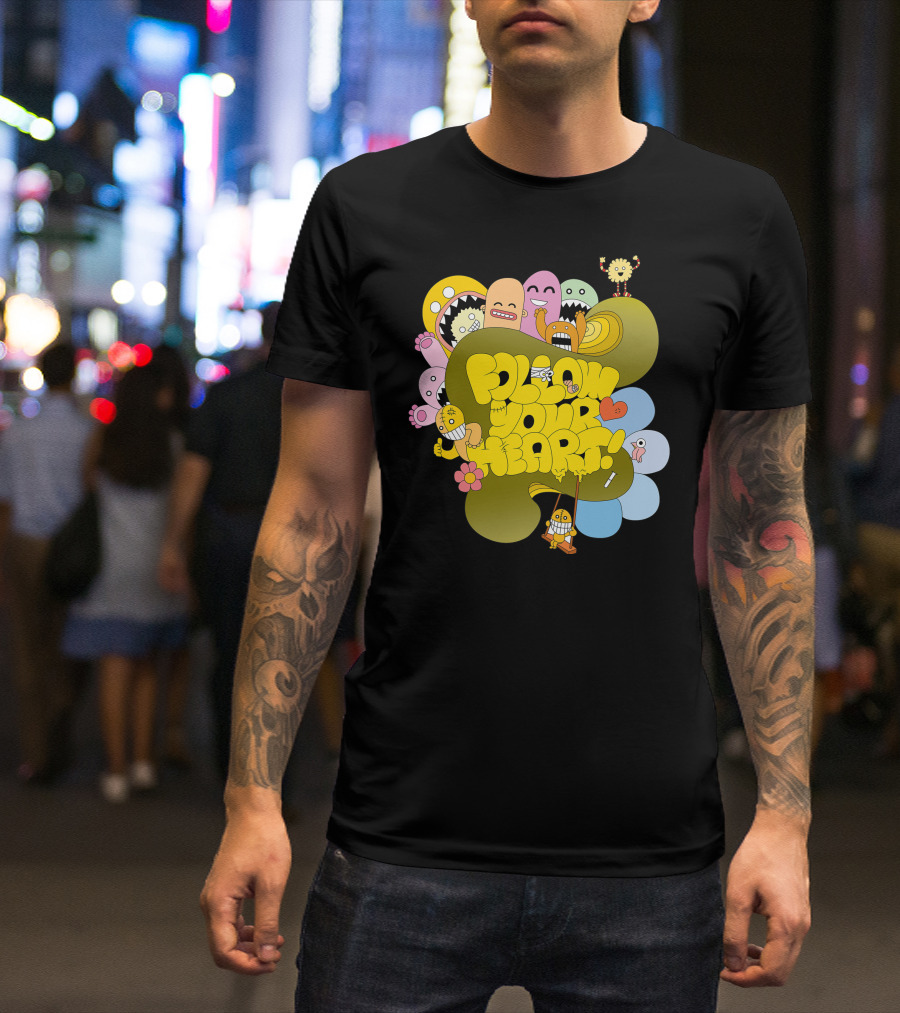 Folow Your Heart Playful Cartoon Monsters T-Shirt