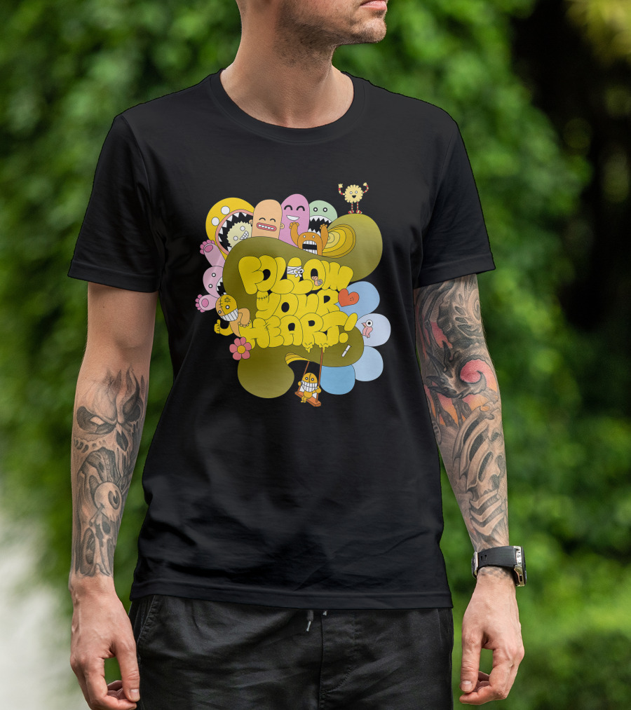 Folow Your Heart Playful Cartoon Monsters T-Shirt