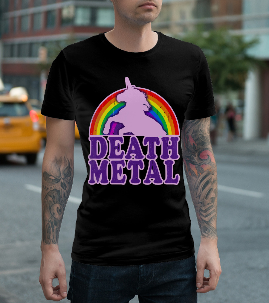 Death Metal Unicorn Rainbow T-Shirt