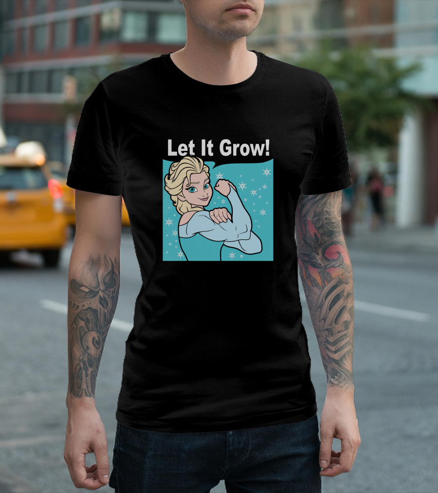 Let It Grow Funny Gym Elsa Frozen Fitness Snowflake Flexing T-Shirt