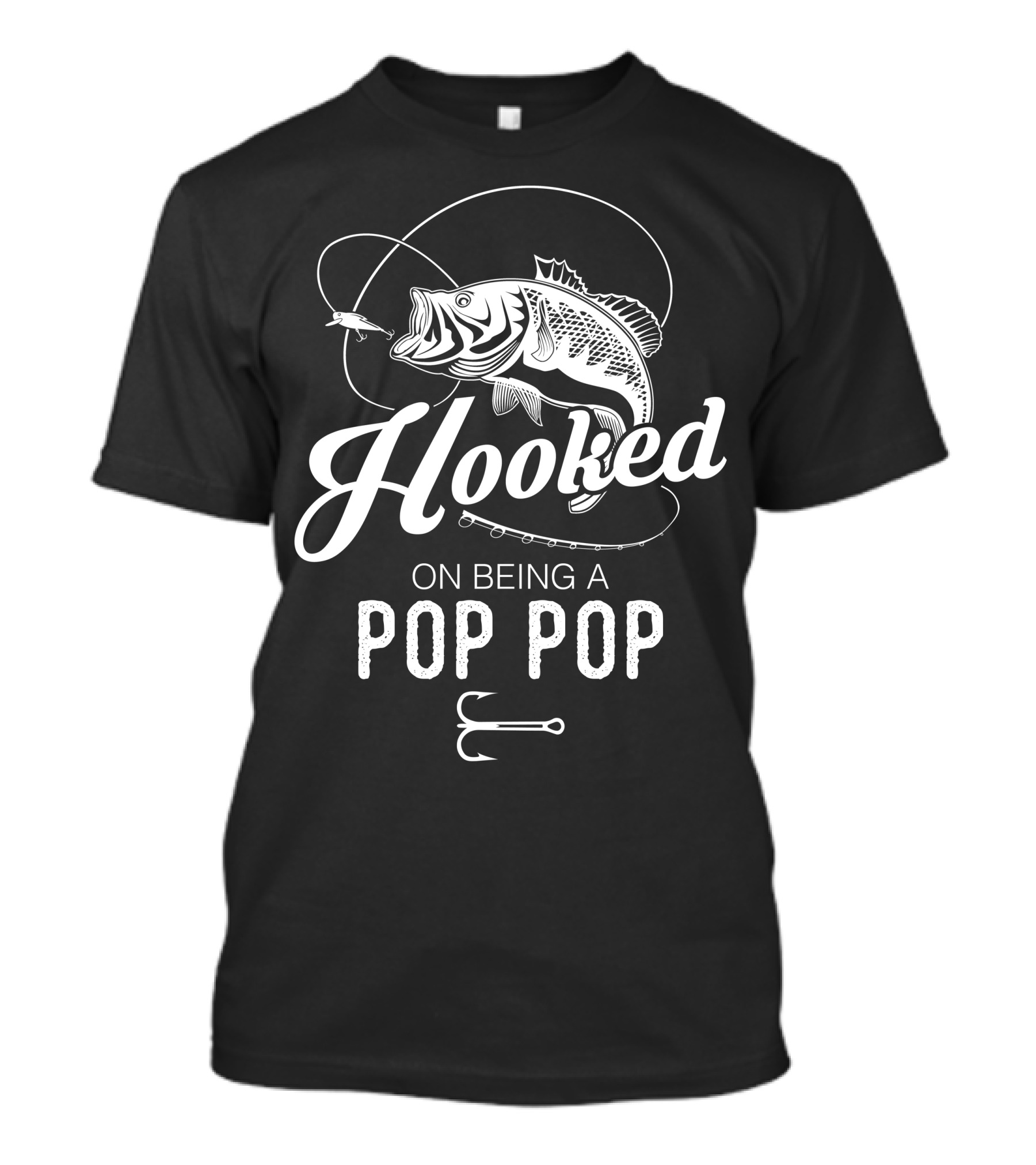 Hooked On Being A Pop Pop Fishing Enthusiast Hook Fishhooks T-Shirt