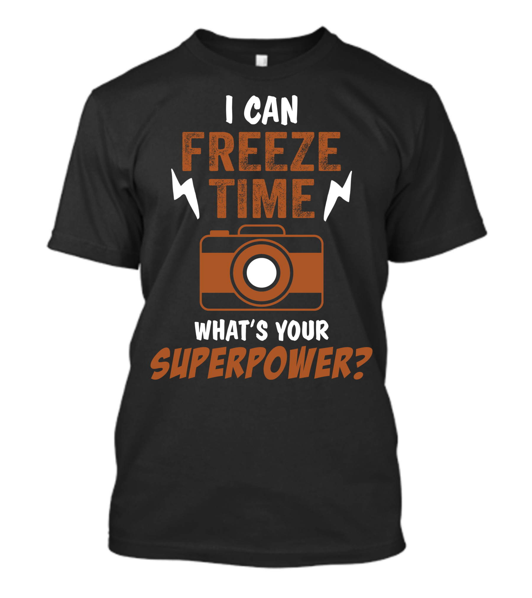 I Can Freeze Time What's Your Superpower Camera Icon With Lightning Bolts T-Shirt