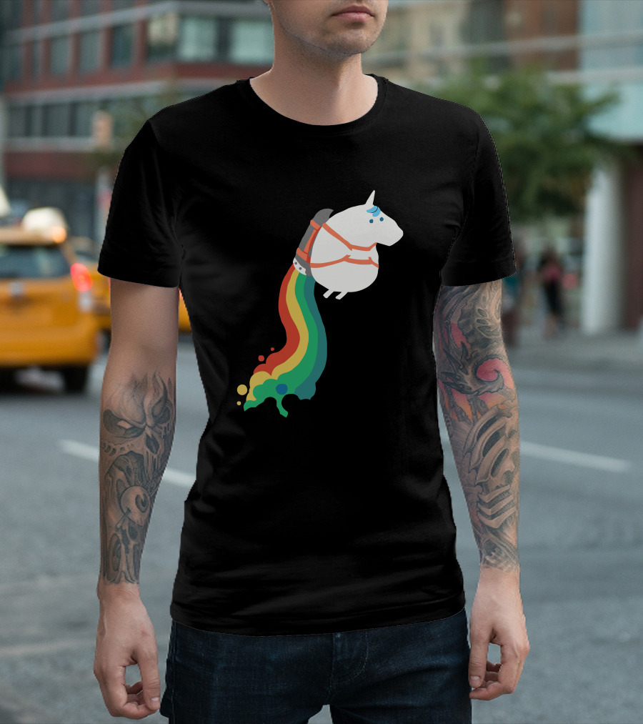 Jetpack Rainbow Fart Unicorn T-Shirt