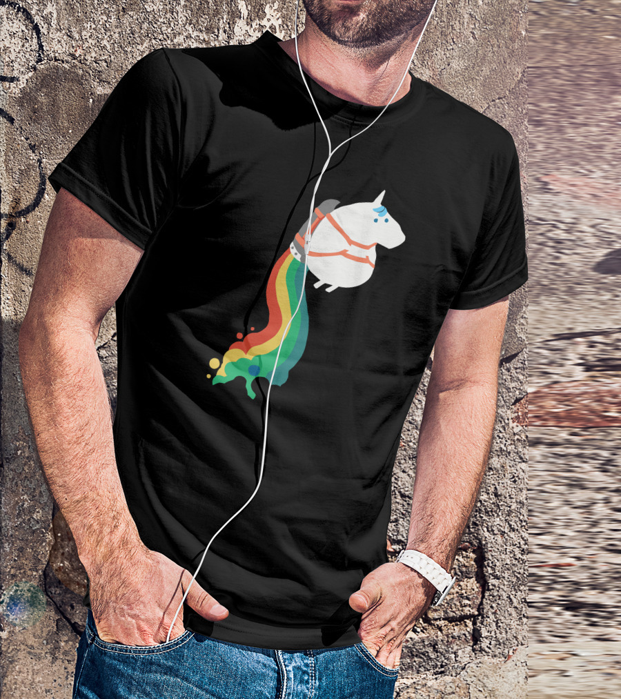 Jetpack Rainbow Fart Unicorn T-Shirt