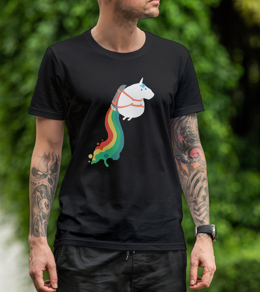 Jetpack Rainbow Fart Unicorn T-Shirt
