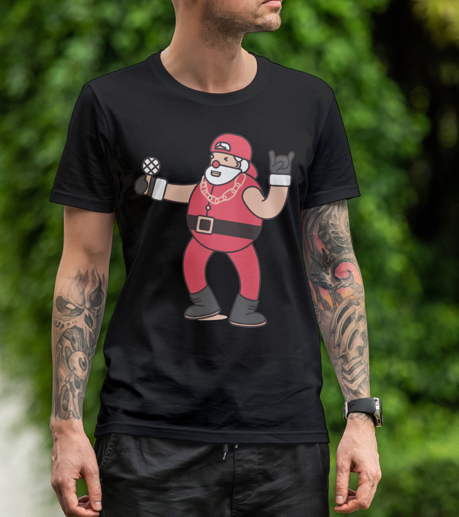 Lol Santa Hip Hop Mic Holiday Rock On T-Shirt