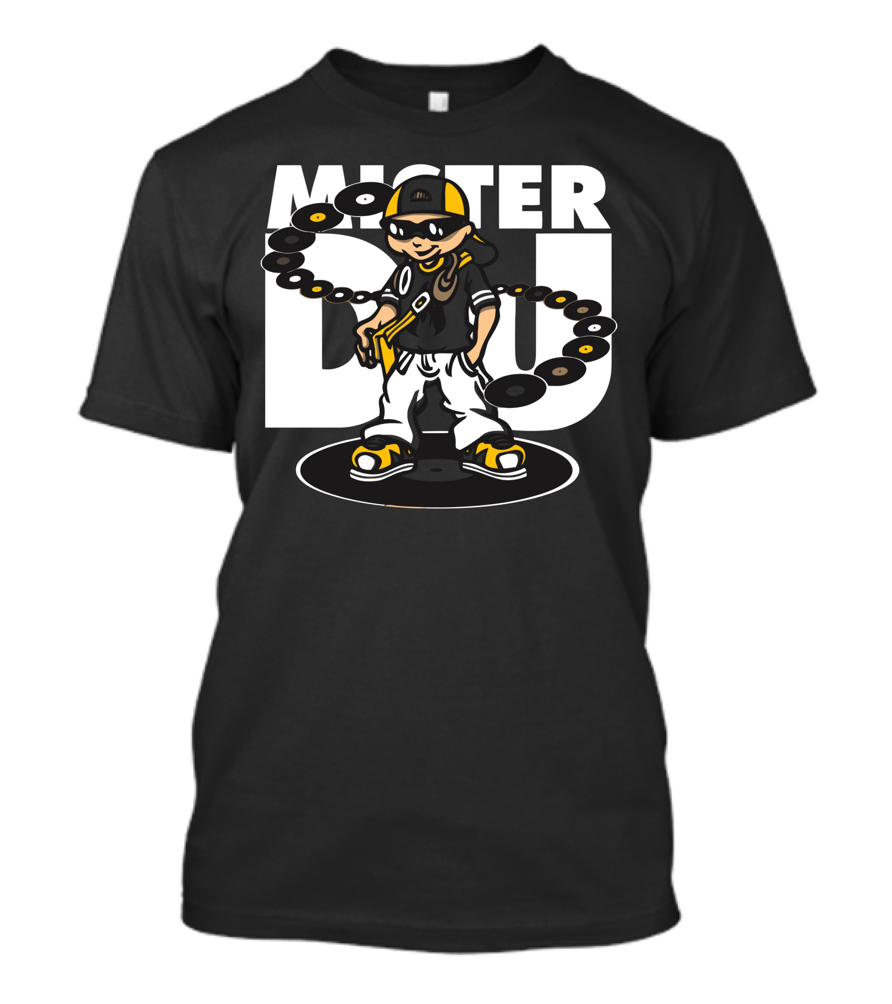 Mister Dj Vinyl Spinning Turntables Iconic Character T-Shirt