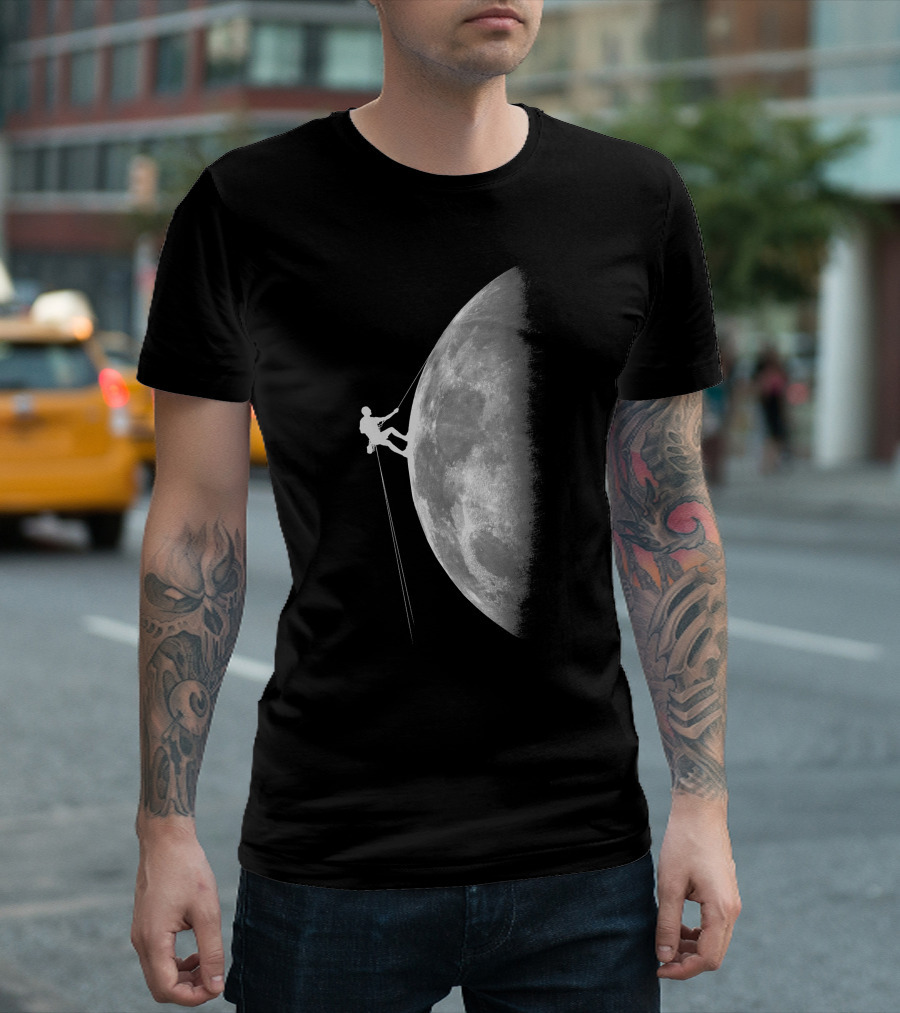 Climber Ascending The Moon T-Shirt