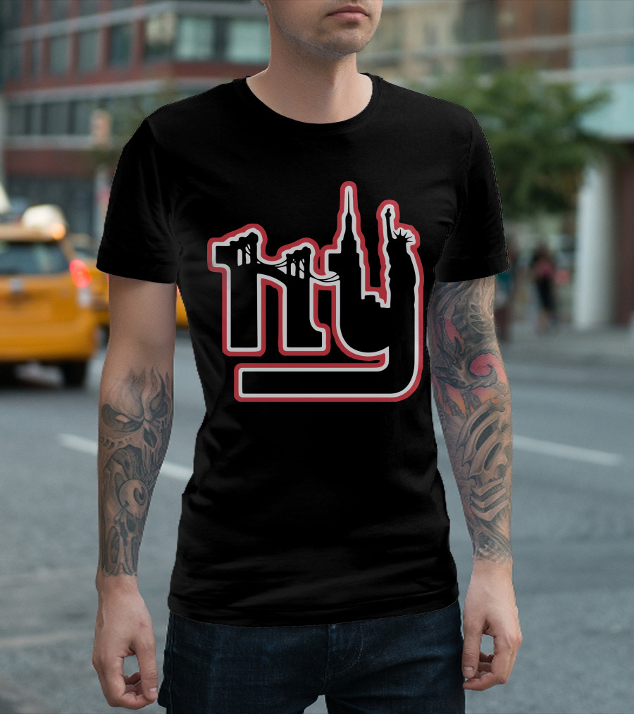 New York Giants Eli Manning Victor Cruz Jersey Funny Throwback NY Skyline T-Shirt