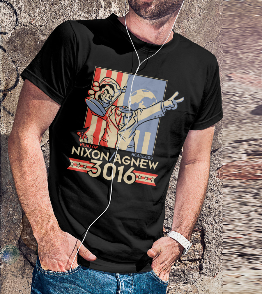 Nixon Agnew Head Of Headless 3016 Moon Stars Stripes T-Shirt