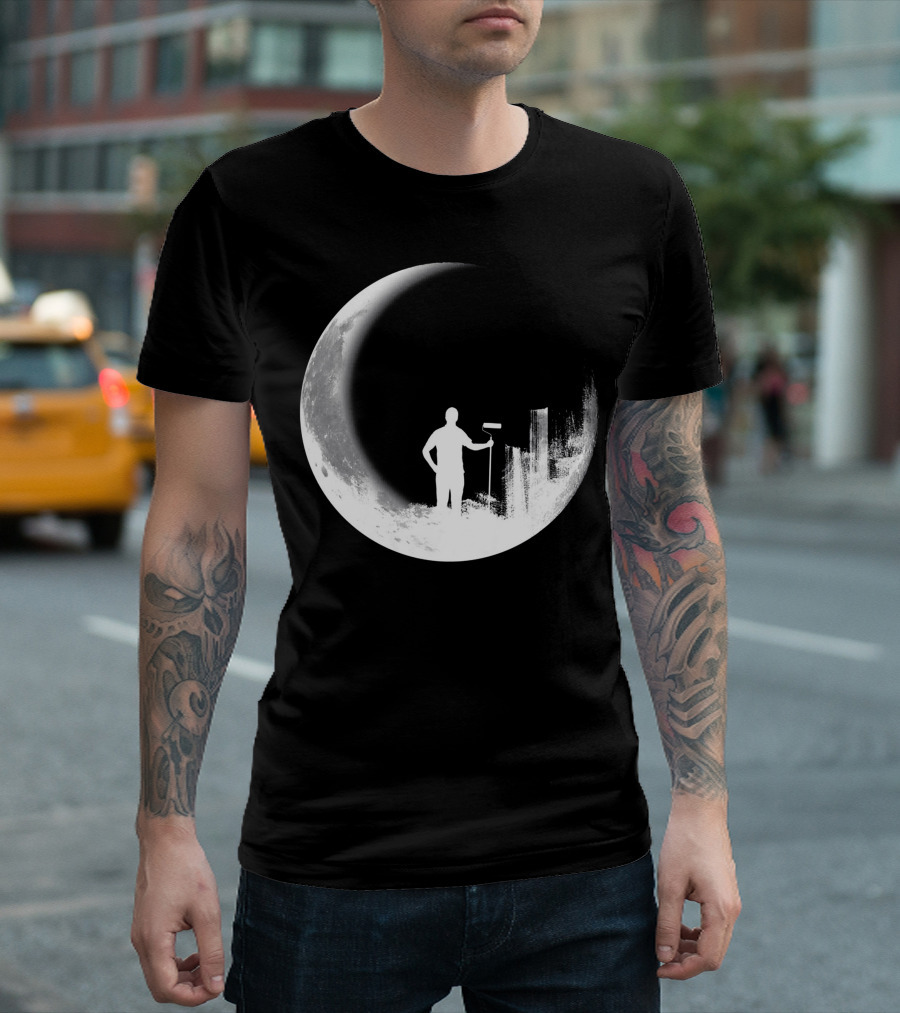 Paint The Moon Silhouette with Roller on Lunar Surface T-Shirt