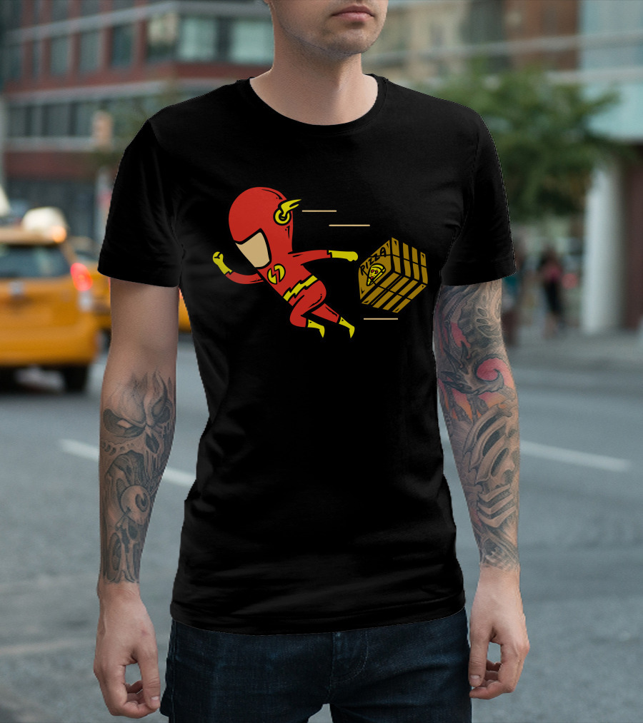 Flash Pizza Delivery Speed Running Hero T-Shirt