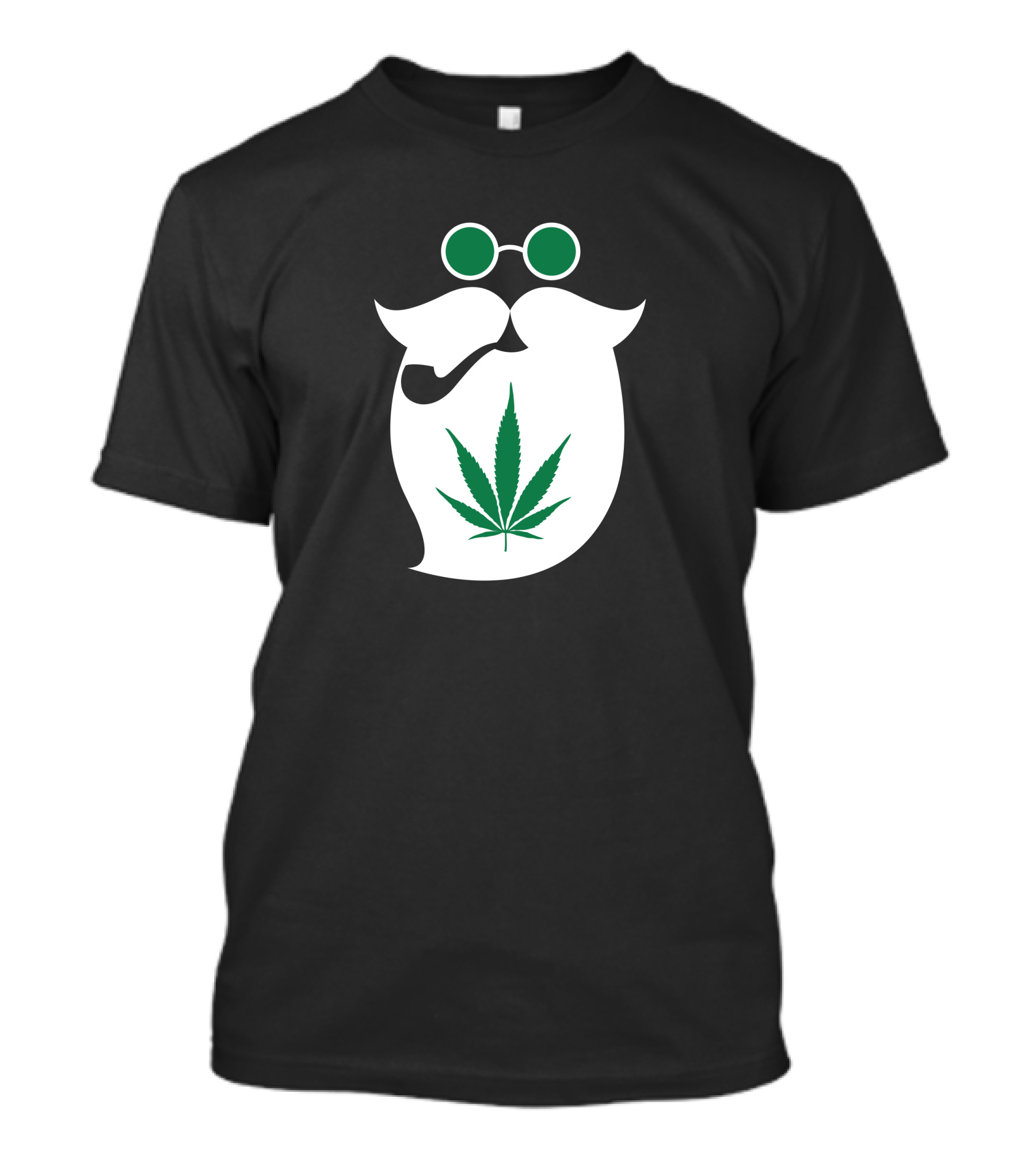 Santa Weed Beard Pipe Glasses Cannabis Leaf T-Shirt