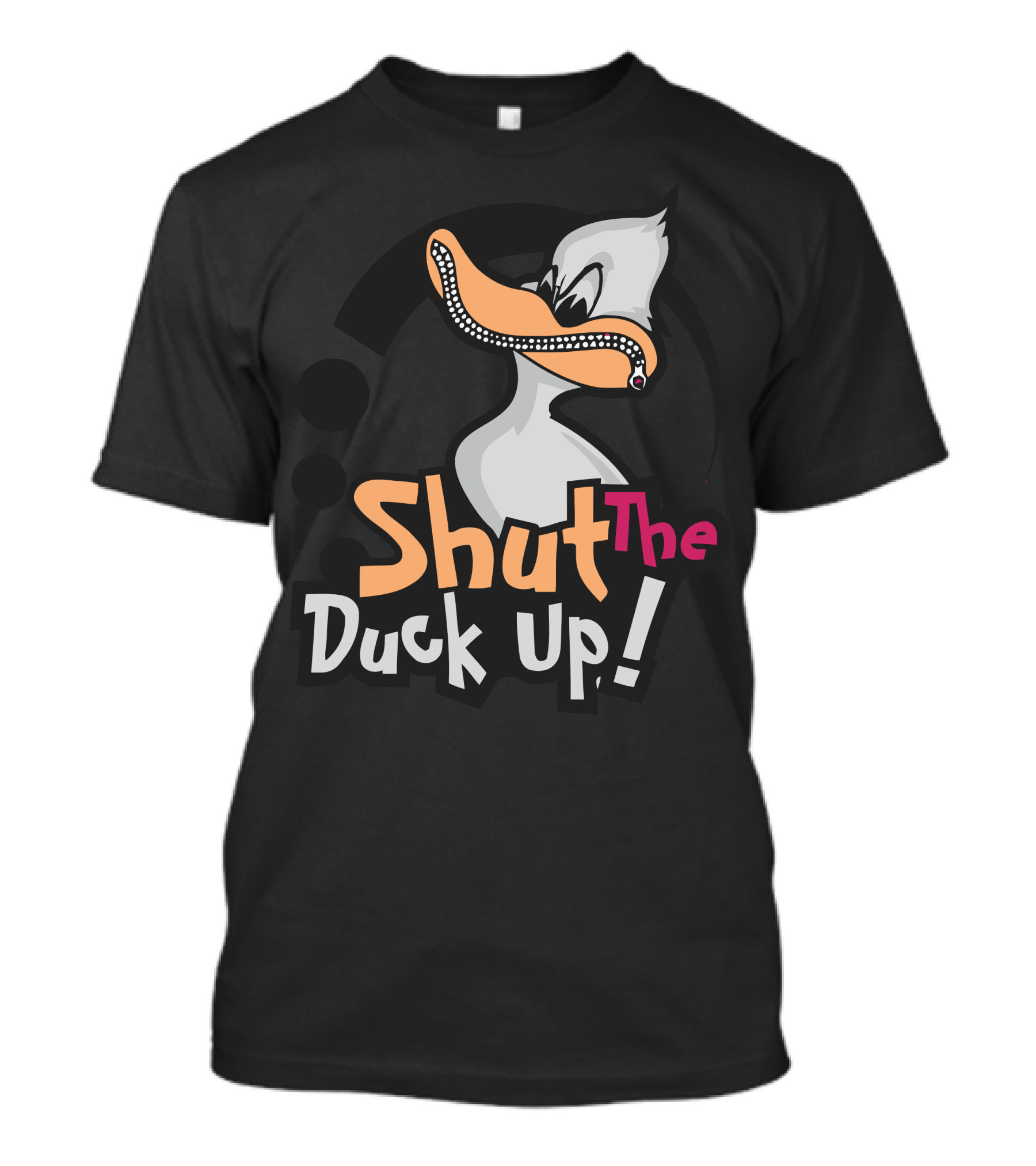 Shut The Duck Up Angry Cartoon Duck With Beak Zipper T-Shirt