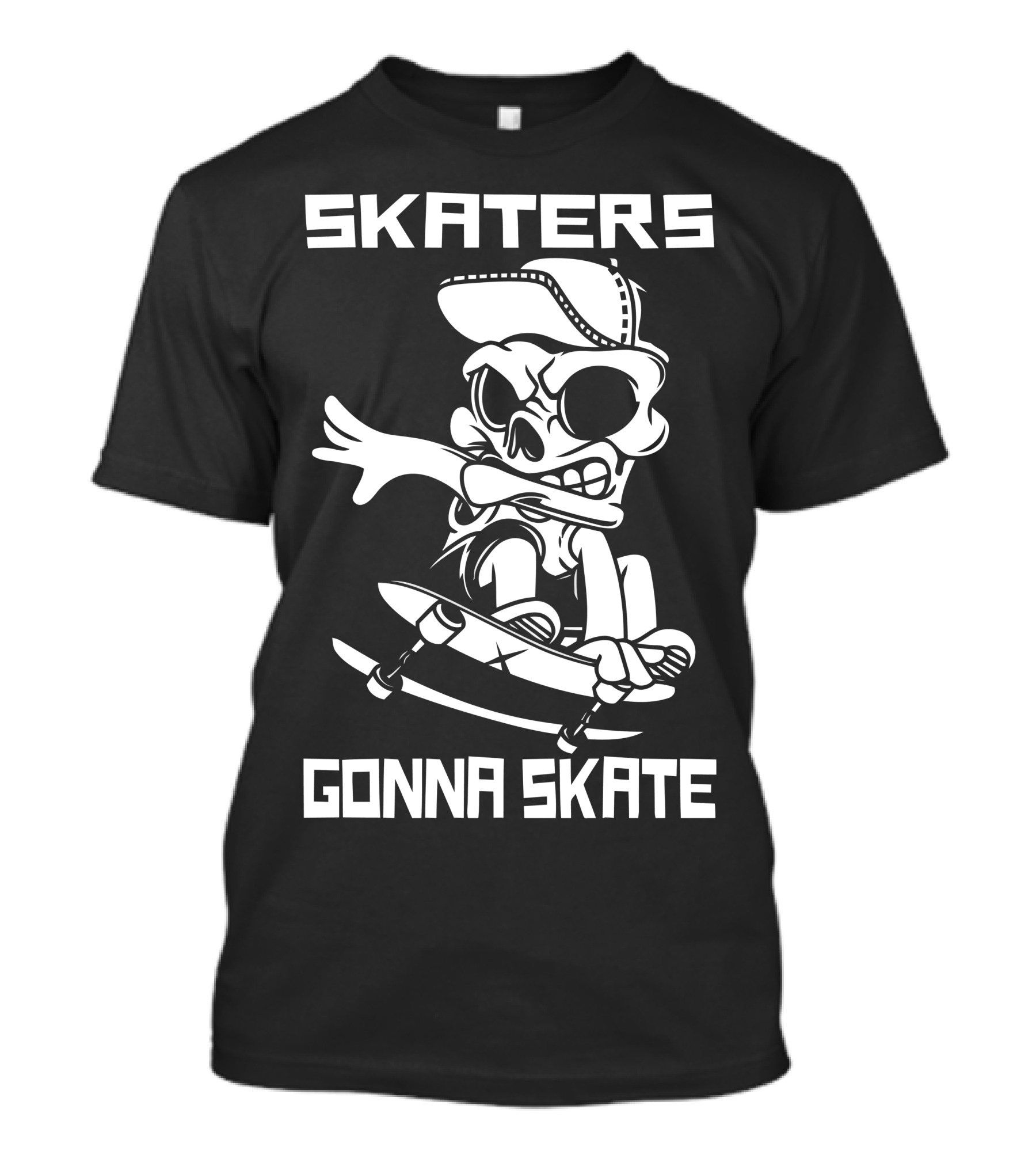 Skaters Gonna Skate Skeleton Rider With Cap And Board T-Shirt