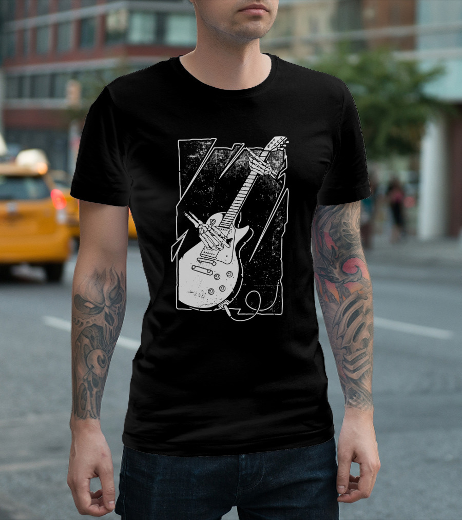 Skull Hand Holding Electric Guitar T-Shirt