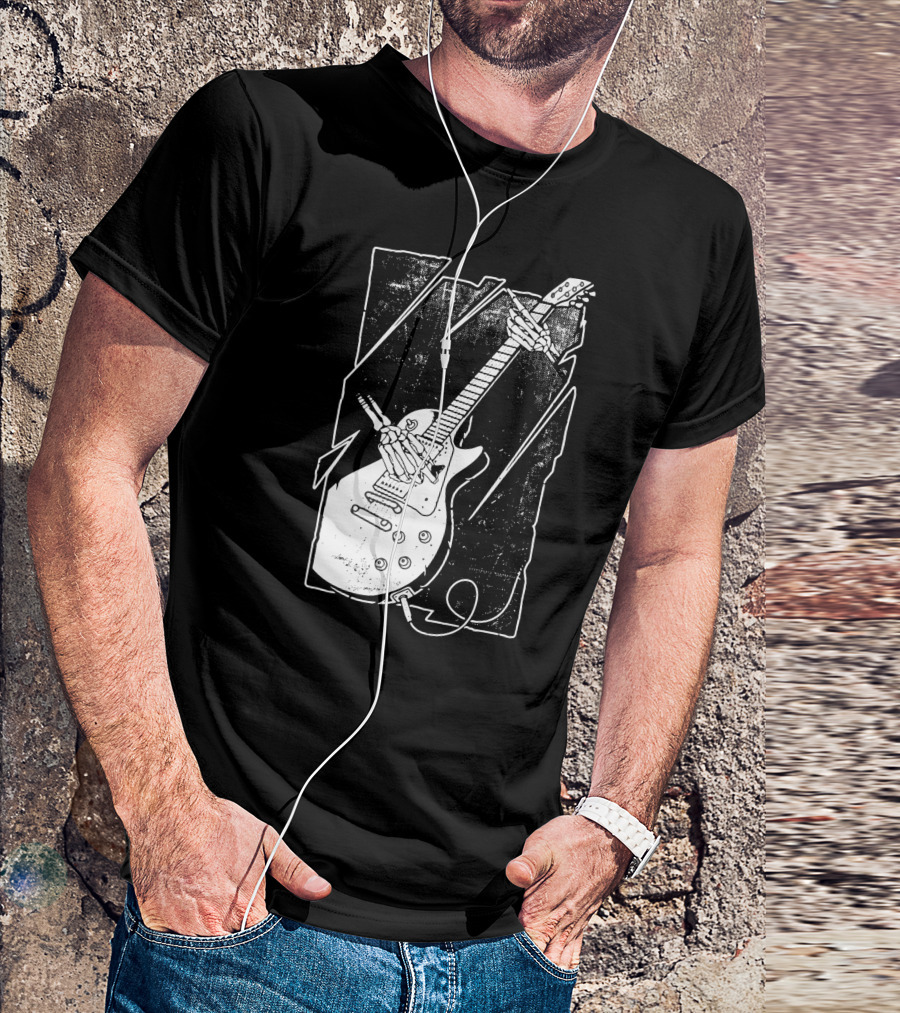 Skull Hand Holding Electric Guitar T-Shirt