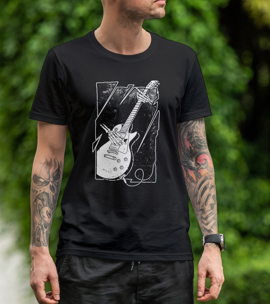 Skull Hand Holding Electric Guitar T-Shirt
